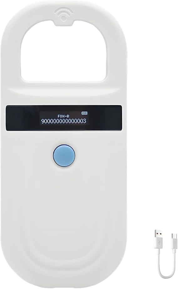 Pet Microchip Reader, 134.2Khz Pet Microchip Scanner, Handheld Universal with OLED Display, 0-5.9 in Reading Distance, Compatible with Emid Fdx-B (Iso11784/85), for Pet Id Tracking