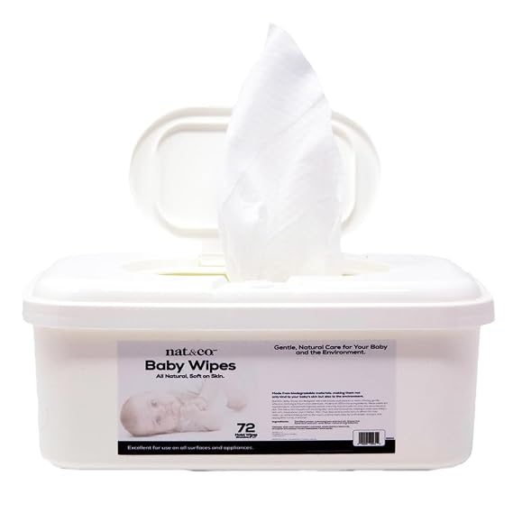 Nat.&Co. Biodegradable Baby Wipes - Healthy Baby Wipes Scented - Super Soft Natural Baby Wipes for Head to Toe - Hypoallergenic Gentle Baby Clean Wipes - 8" x 7", 72 Wipes (1 Flip-Top Pack)