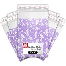 Pro Supply Global Purple Mermaids Self-Seal Bubble Mailers Padded - 6"x9" (20 Pieces) - A Colorful Shipping Envelopes Bags for Small Items Packaging, Mailing, Gifts, Documents, Crafts and Accessories.