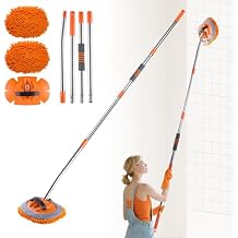 Wall Cleaner Mop with 68 Long Handle,15Labor-Saving Elbow,Multi-Surface Duster for Painted Walls,Floor,Baseboard & Windows, Includes 2 Replaceable Microfiber Chenille Pads
