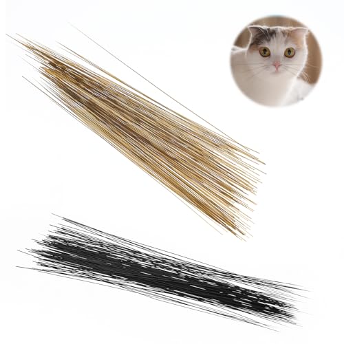 300PCS Simulated Cat Whiskers for Face Costume, Craft Animal Whiskers Black and Brown 3 Inch Faux Fur Needle Felting Animal Whisker for Crafting