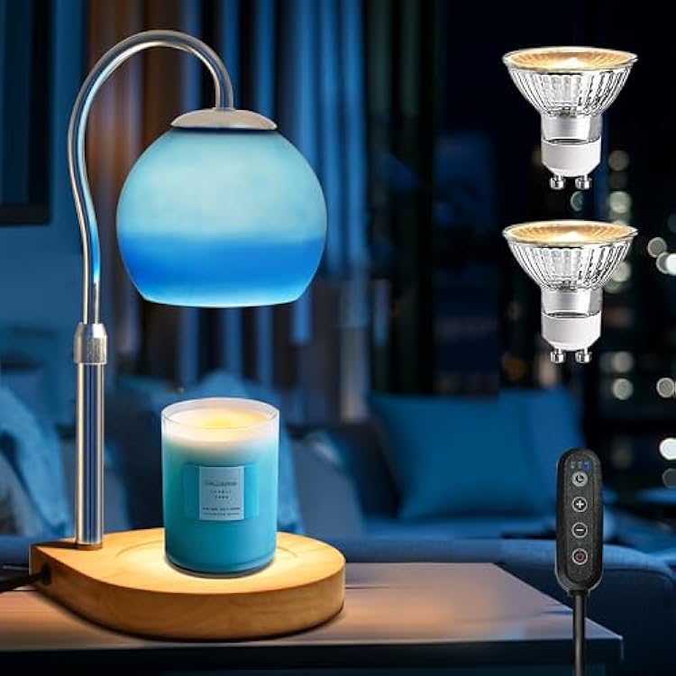 Candle Warmer Lamp with Timer 2H4H8H, Adjustable Height Dimmable Candle Lamp with 2 Bulbs, Wax Melt Warmer for Jar Candles, House Warming, Home Decor, Christmas Gifts for Women, MomOcean
