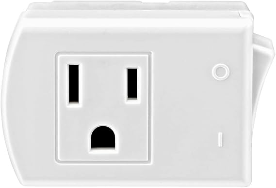 Leviton 15 Amp, 125-Volt AC 3-Wire Grounded Switch Tap with ON/OFF Button, 1470-W, White