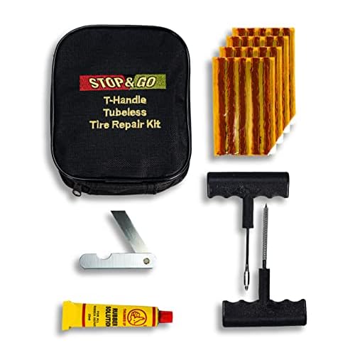 Stop & Go 1020 25 Piece Tubeless T-Handle Rope Plug Tire Repair Kit for Punctures or Flats on Car, Motorcycle, ATV, Jeep, Truck, Tractor 20 Plugs