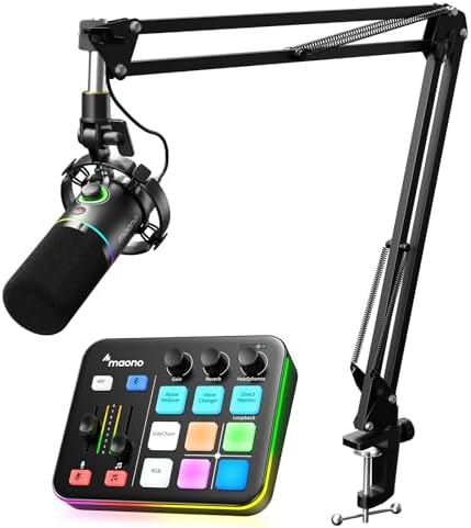 MAONO Podcast Equipment Bundle: Audio Interface and USB/XLR Dynamic Microphone-MaonoCaster G1 NEO+PD200XS Black