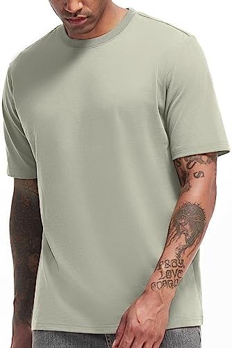 VEIISAR Mens Heavy Weight Crew Neck T-Shirt Mens Premium Cotton Tee - Pre Shrunk S-3XL