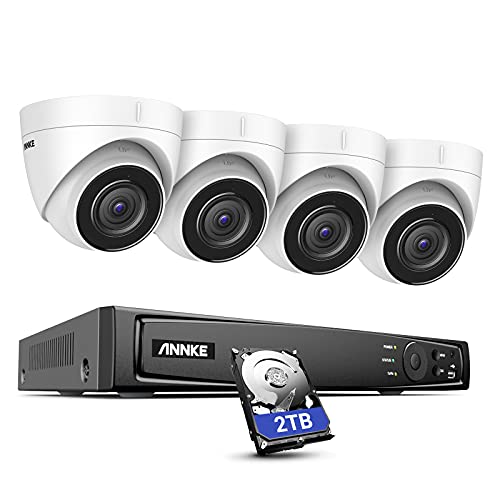 ANNKE H800 4K 8CH PoE Security Camera System, 8MP H.265+ NVR w/4pcs Ultra HD Turret Cameras, Audio Recording, 2TB HDD, 100ft Night Vision EXIR 2.0, Support TF Card (Not Included), IP67 Weatherproof