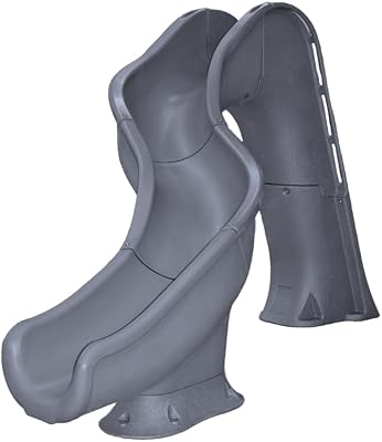 Global Pool Products RIP Tide Inground Swimming Pool Water Slide Deck Mounted Left Curve Turn Grey GPPSRT-Grey-L
