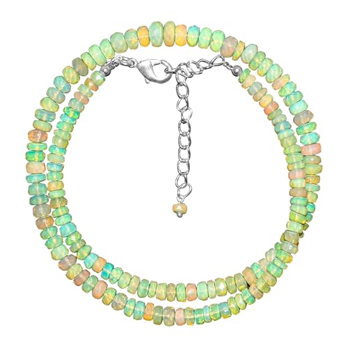 Natural Gemstone Beaded Choker Necklace for Women, Handmade Bohemian Jewelry, Healing Crystals, Silver Plated Necklace, Christmas Gift for Women, Size-18inch