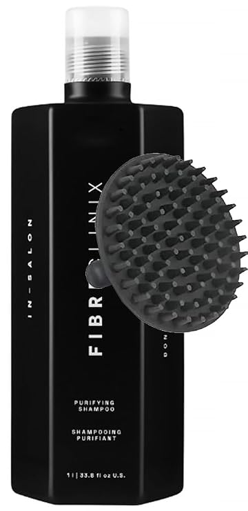 Fibre Clinix Bondfinity Purifying Shampoo 33.8 oz with Scalp Massager Brush Strengthening Hair Cleanse & Scalp Stimulation Bundle