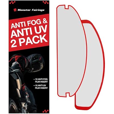 Monster Fairings Universal Motorcycle Helmet Visor Anti fog & UV Protection Visor Insert Shield Pack of 2