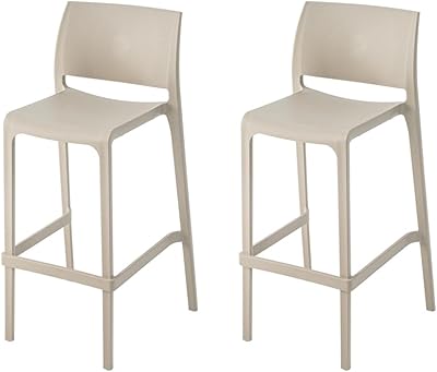 Lagoon Sensilla Stack-Able Bar Stool - 2 PcsSet Grey