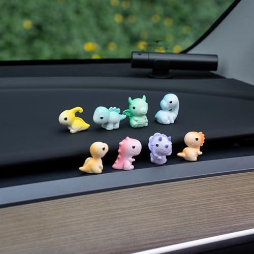 Dinosaur Car Dashboard Decorations, 8PCS Cute Dinosaur Rearview Mirror Decor, Fun Car Interior Ornament Accessories