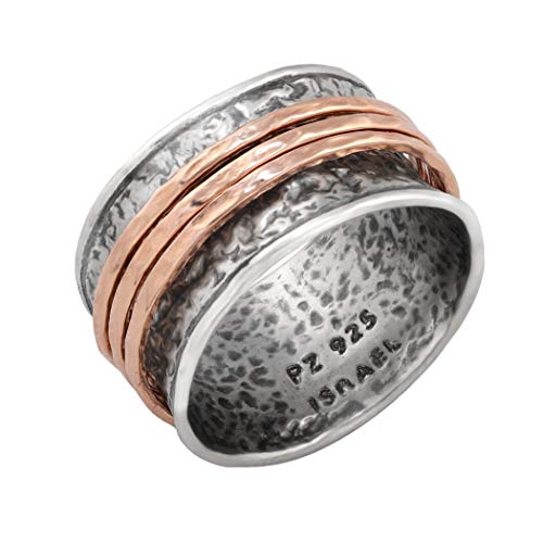 Paz Creations Sterling Silver Spinner Rings - Boho Rotating Rings, Handcrafted Meditation Ring