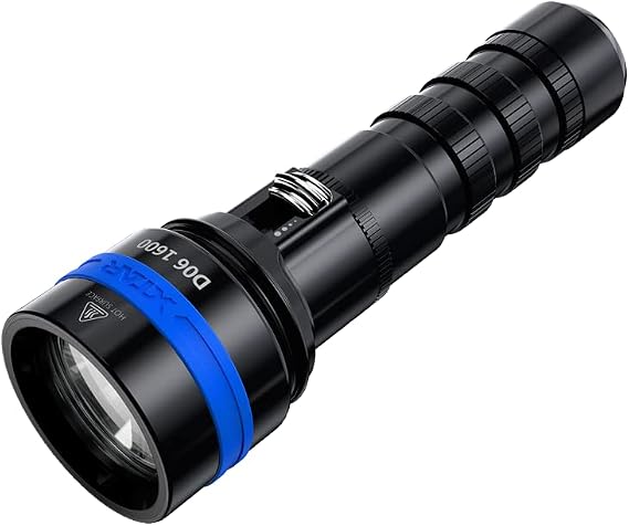 XTAR D06 1600 Lumen Scuba Diving Light,Underwater 100m LED Submarine Flashlight with Magnetic Slide Switch, IPX8 Waterproof Night Dive Torch (Full Set)