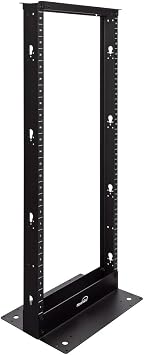 NavePoint 25U 2 Post Open Frame Server Rack for 19 Inch Equipment, AV, Networking, Data & IT Devices, 2-Post Rack 25U 661lbs Weight Capacity, Black