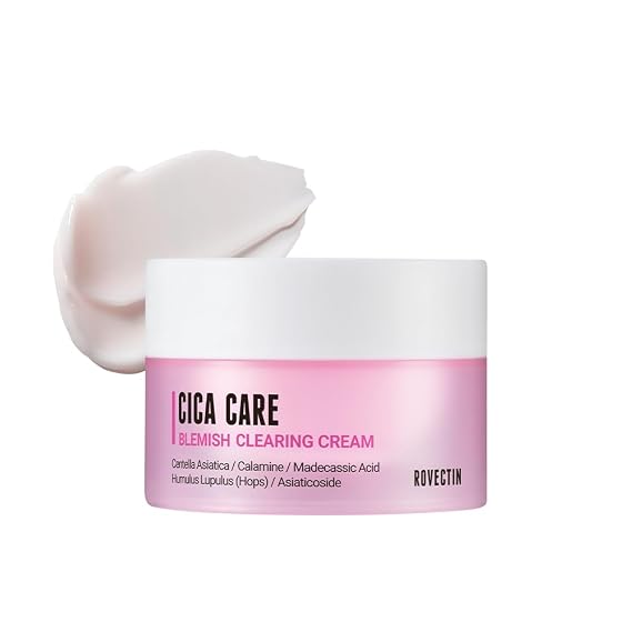 ROVECTIN Cica Care Blemish Clearing Cream: Soothes skin irritation and improves oiliness, sebum, blackheads For Oily Skin | Calamine, Centella Asiatica | Vegan Korean Moisturizer (1.69 fl.oz, 50ml)
