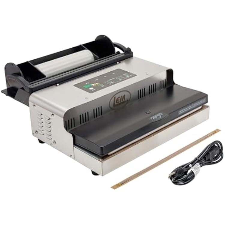 LEM Products MaxVac 1000 Vacuum Sealer Machine, Heavy-Duty Aluminum Food Vacuum Sealer for Freezer Storage, Includes Bag Roll Holder, Cutter, Bag Roll