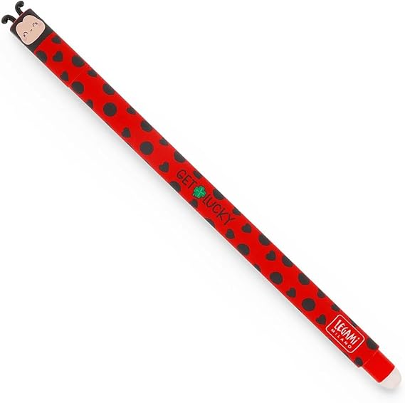 LEGAMI 0,7 mm Uçlu Silinebilir Jel Kalem - Doldurulabilir Silme Kalemi - Kırmızı Mürekkep - Get Lucky Ladybug Design