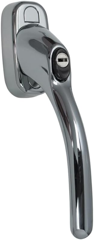 White Tilt & Turn Window Handle – Locking Handle for uPVC & Timber Windows – 40mm Spindle – Euro Profile – Key Locking – Left/Right Universal (Chrome)