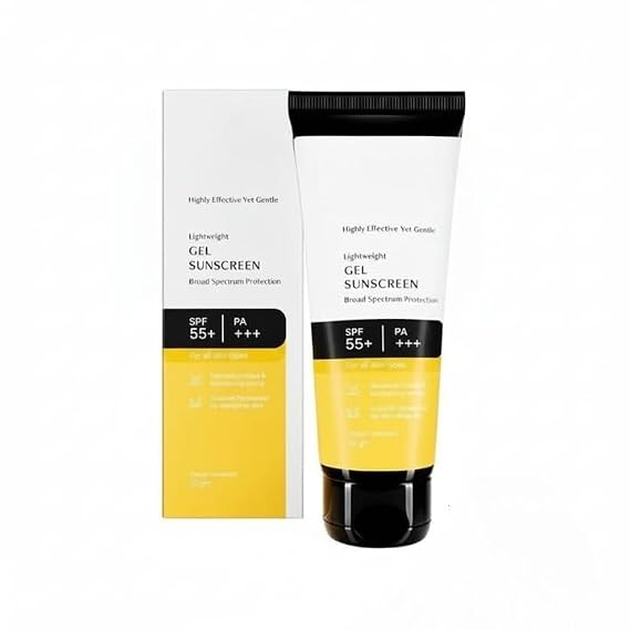 Gel Sunscreen SPF 55+ and PA+++ | Gel based sunscreen for oily skin, combination skin, normal skin | Broad spectrum sunscreen, No White Cast, Lightweight, Non greasy - 50g