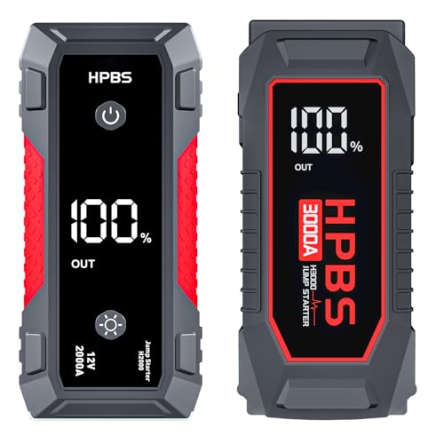 Car Jump Starter Bundle 5000A & 3000A Jump Starter Battery Pack for Gas and Diesel Engines, Portable 12V with LCD, LED Flashlight & Power Bank