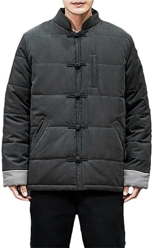 Winter Mens Retro Warm Padded Jacket Chinese-Style National Collar Kung Fu Tai Chi Uniform Thickened Coat