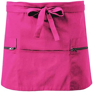 Set of 4 Short mini Zip Pocket Bar Money waist serving Apron ideal for Waiter, Cocktail Waitress and bar tenders