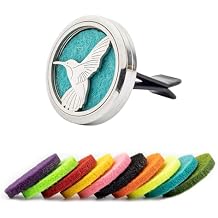 AUEAR, Bird Car Diffuser Vent Clips Aromatherapy Essential Oil Diffusers 30mm Stainless Steel Lockets with 10 Felt Refill Pads