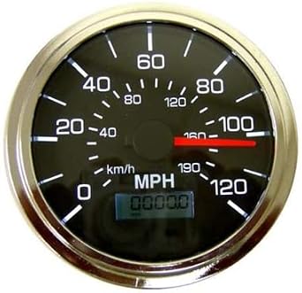 IIL GPS Speedometer, 3-3/8"/86mm,120 MPH, LED Light, Black dial, Chrome Bezel.(001-SP-BC-GPS)