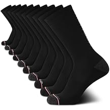 Tommy Hilfiger Mens Crew Socks - 10 Pack Moisture Wicking Cushioned Crew Running Socks for Men for Sports & Workout