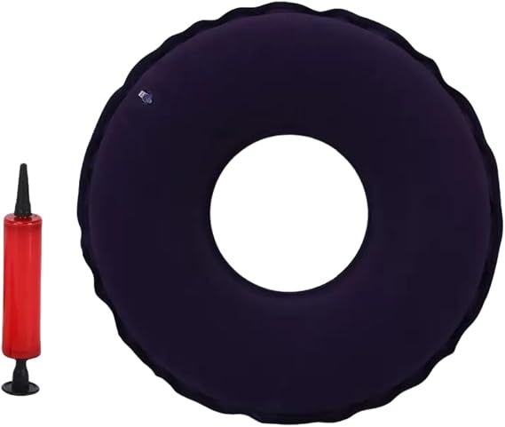 Inflatable Donut Seat Cushion, 14.96 * 14.96 in Round Air Cushion for Haemorrhoid and Piles Sufferers, Coccyx Pain, Post Natal and Post Surgery Pain