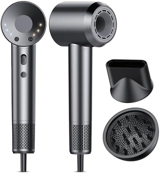 Hair Dryer, 160000 RPM Professional High Speed Blow Dryer, Heat-Control & Low Noise Hairdryer for Faster Drying Hair Types, Travel with Diffuser,