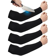Geyoga 2 Pairs Arm Sleeves Guards Arm Protectors for Thin Skin and Bruising Protective Cut Resistant Sleeves for Men Women(Medium,Hppe,Black)