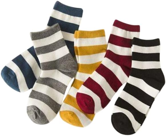 5'li Ekonomik Beyaz Çizgili Çemberli Desenli Unisex Tenis Çorap Seti Tek Beden