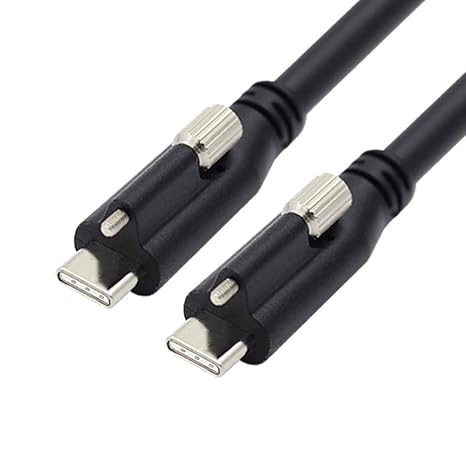 CY USB 3.1 Type-C Locking to Locking USB-C Data Power Cable for Camera with Single Panel Mount Screw Connector
