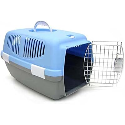 YML Small Plastic Carrier Crate for Small Animals, Blue