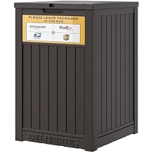 LHBGO Package Delivery Box for Outside, with Delivery Sign 48 Gallon Storage with Lockable Secure, Large Resin Outdoor Package Drop Container