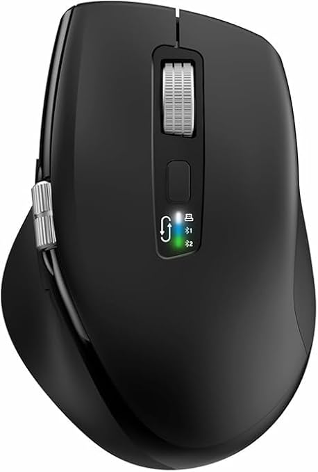 INFINMIND Wireless Bluetooth Mouse with Smart Flying Scroll Thumb Wheel & Ergonomic Design Quiet 3 Device Mouse for Mac OS/Chrome/Linux/Android (Black)