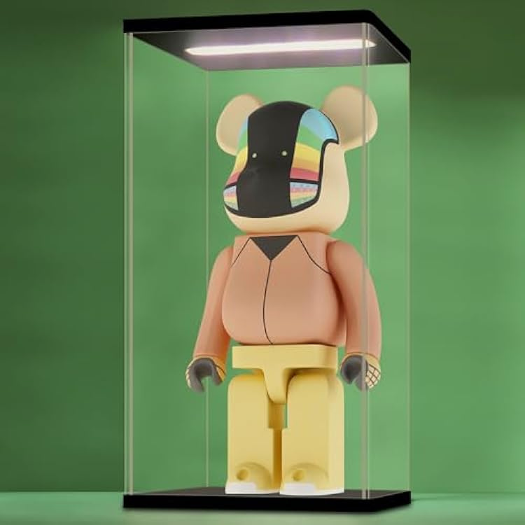 NONEMEY Clear Acrylic Display Case with Remote Control Light for 400% Bearbrick, Dustproof Model Showcase Organizer Box, Display Case for Collectibles Bearbrick 64.711.8inch,151230cm