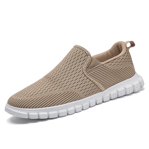 Mens Slip-On Shoes | Casual Breathable Sneakers with Mesh Upper | Non-Slip Walking & Work Loafers for Men