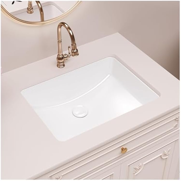 Rectangular Undermount Bathroom Sink,18 x 14 Inch Porcelain Ceramic Lavatory Vanity Undermount Sink, Glossy White