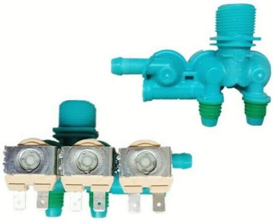 DC62-00266E 3-Way Plastic Solenoid Washing Machine Inlet Valve (White, 3/4 inch NPT, 3 ports)