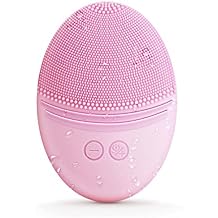 EZBASICS Facial Cleansing Brush Made with Ultra Hygienic Soft Silicone, Waterproof Sonic Vibrating Face Brush for Deep Cleansing, Gentle Massaging, Inductive Charging (Pink)1 Pack+5 Speed Settings