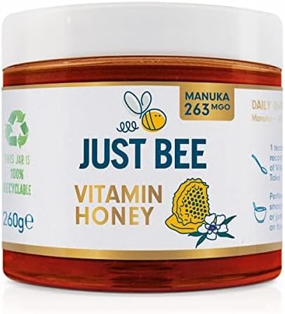 Just Bee Manuka Honey (263 MGO) (260g) | Natural Honey With Echinacea | Certified Pure New Zealand Manuka Honey | Vitamin D, C, B6 and B12 Contribute to the Normal Function of the Immune System