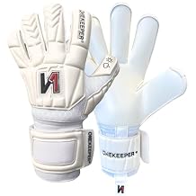 ONEKEEPER Retro White No Finger Protection/No Fingersaves, Pro Goalkeeper Gloves, Youth & Adults, GK Soccer Gloves, 3.5 mm Contact Latex, Roll Finger