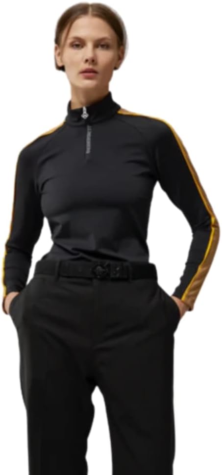 J. Lindeberg Womens Kora 1/4 Zip Mid Layer Golf Pullover - Black M