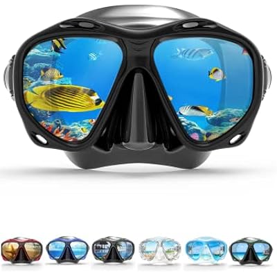 COPOZZ Snorkel Mask Adult Anti-Fog Scuba Mask with Nose Cover, Tempered Glass Snorkeling Gear for Adults