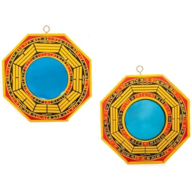 2 pack 5 Inch Bagua MirrorConcave & Convex  for Protection Against Passive Negative Energy Against Active Harmful Energy Dent Bagua Mirror Lucky Ancient Bagua Feng Shui Mirror Exquisite Retro