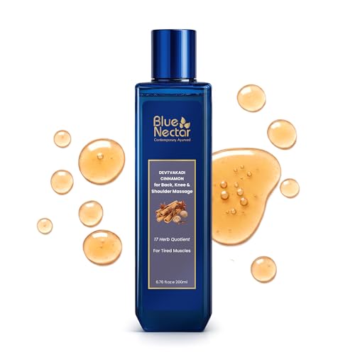 Blue Nectar Ayurvedic Back, Joint and Shoulder Pain Oil with Cinnamon, Clove Essential Oils 17 Herbs, 6.76 Fl oz